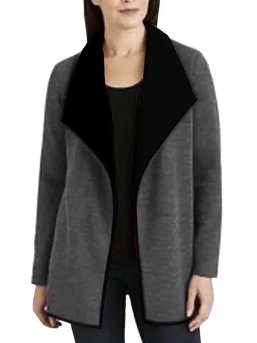 Nicole Miller Cardigan Jacket Coat Sherpa Lined Duster Large Lapel Cosy Warm NWT